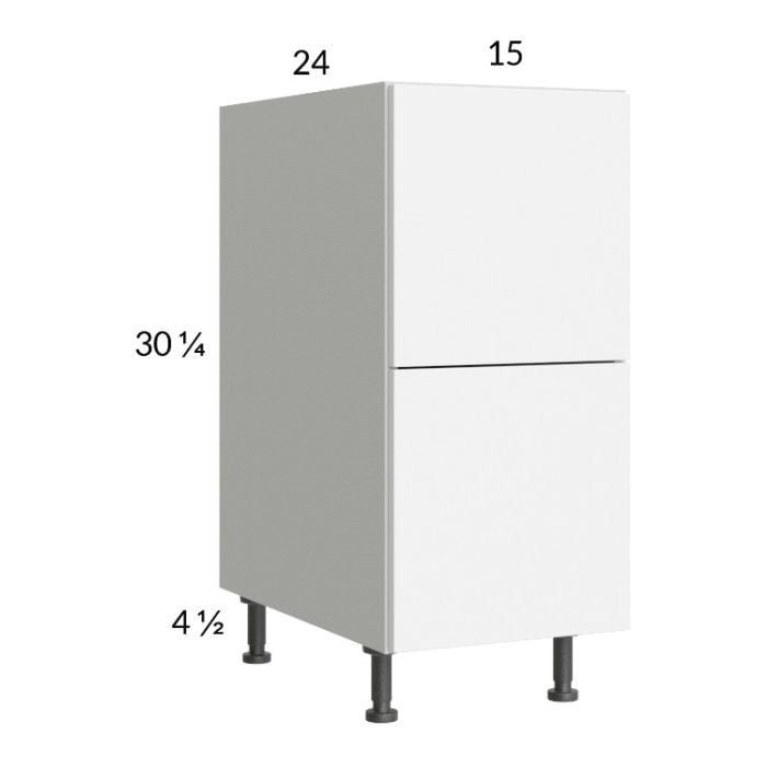 RTA Euro Gloss White 15" 2-Drawer Base Cabinet with 2 Finished End Panels