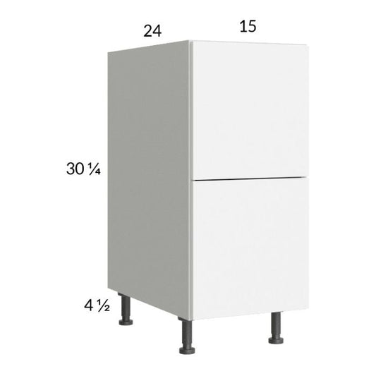 RTA Euro Gloss White 15" 2-Drawer Base Cabinet with 2 Finished End Panels