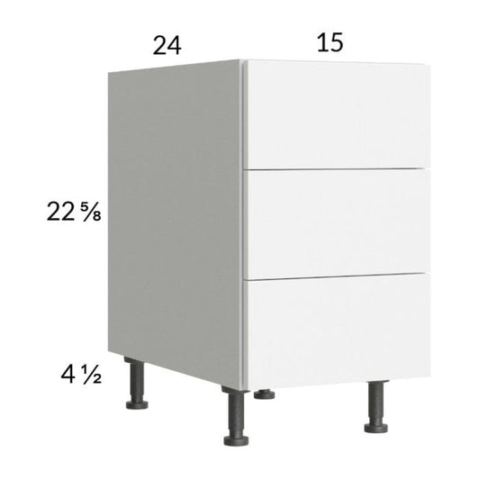 RTA Euro Gloss White 15" 3-Drawer Desk Base Cabinet