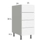 RTA Euro Gloss White 15" 4-Drawer Base Cabinet with 2 Finished End Panels