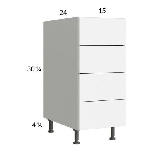 RTA Euro Gloss White 15" 4-Drawer Base Cabinet