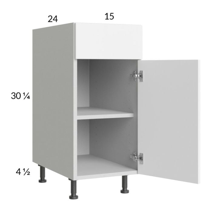 RTA Euro Gloss White 15" Base Cabinet with 2 Finished End Panels