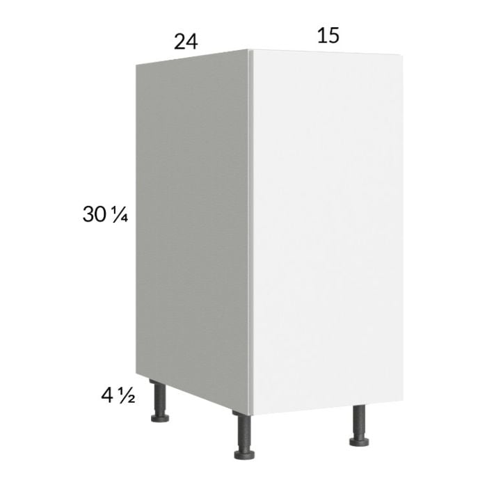 RTA Euro Gloss White 15" Full Height Door Base Cabinet with 1 Finished End Panel