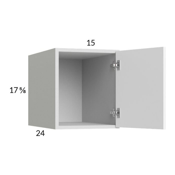 RTA Euro Gloss White 15" x 17-5/8" x 24" Wall Cabinet with 1 Finished End Panel