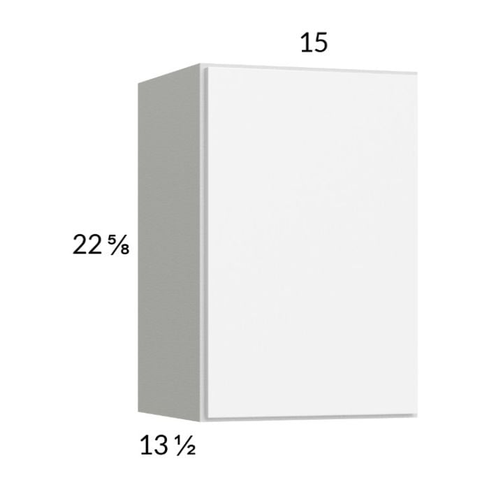RTA Euro Gloss White 15" x 22-5/8" Wall Cabinet with 1 Finished End Panel