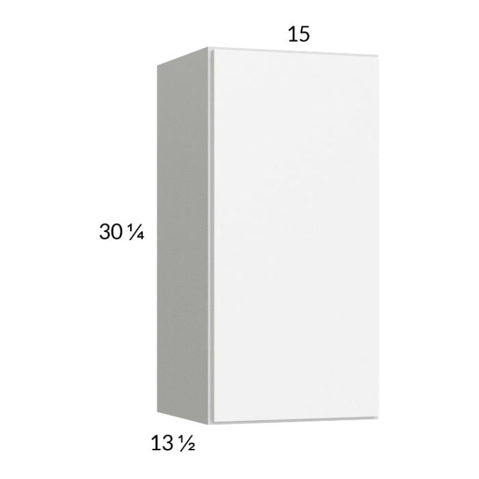 RTA Euro Gloss White 15" x 30-1/4" Wall Cabinet with1 Finished End Panel