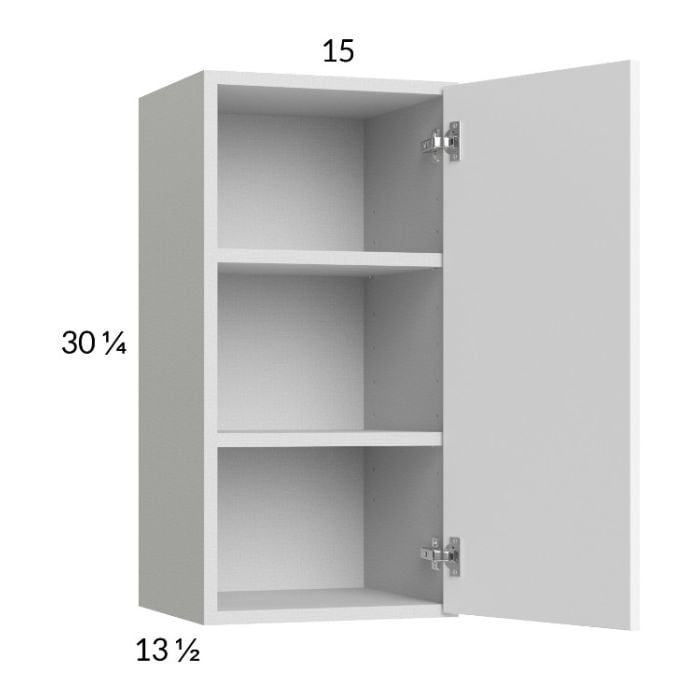 RTA Euro Gloss White 15" x 30-1/4" Wall Cabinet with1 Finished End Panel