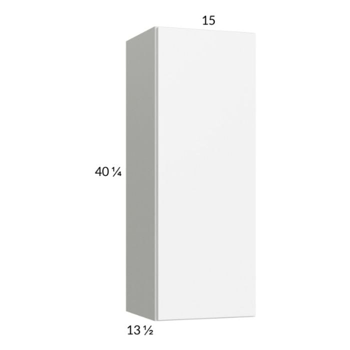 RTA Euro Gloss White 15" x 40-1/4" Wall Cabinet with 1 Finished End Panel