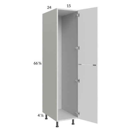 RTA Euro Gloss White 15" x 71" - 1/4" Open Utility Cabinet with 1 Door and 2 Finished End Panels
