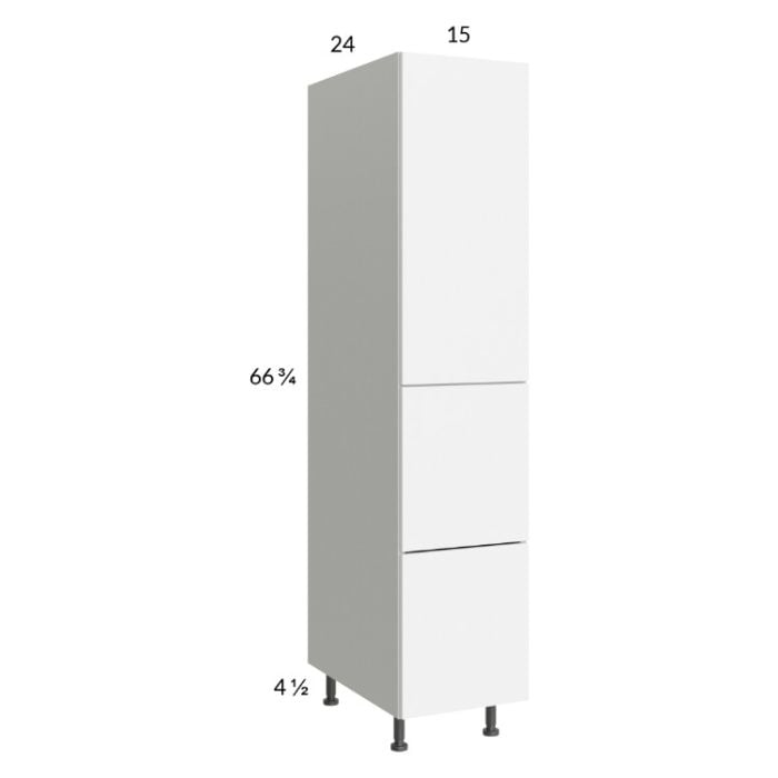 RTA Euro Gloss White 15" x 71" - 1/4" Utility Cabinet with 1 Door, 2 Drawers and 1 Inner Drawer