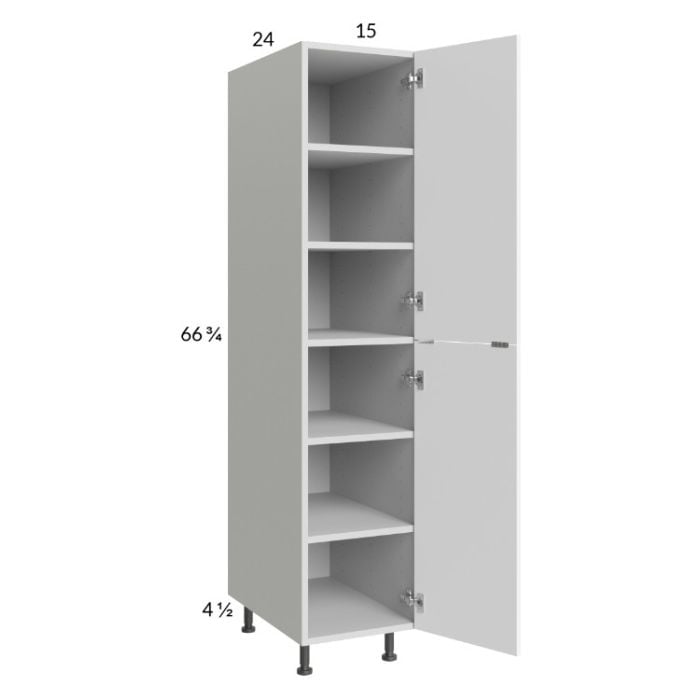 RTA Euro Gloss White 15" x 71" - 1/4" Utility Cabinet with 1 Door and 1 Finished End Panel