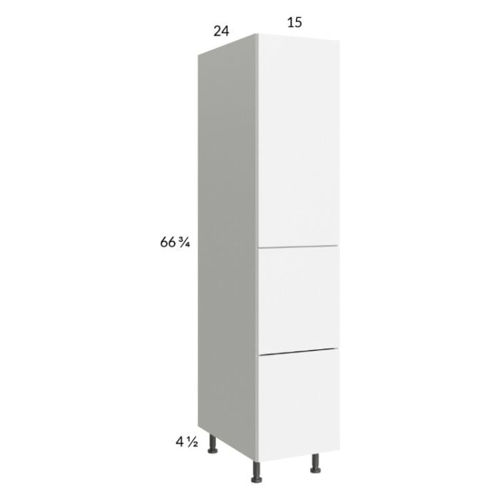 RTA Euro Gloss White 15" x 71" - 1/4" Utility Cabinet with 1 Door and 2 Drawers
