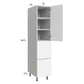RTA Euro Gloss White 15" x 71" - 1/4" Utility Cabinet with 1 Door and 2 Drawers