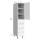 RTA Euro Gloss White 15" x 71 - 1/4" Utility Cabinet with 1 Door and 4 Drawers and 1 Finished End Panel