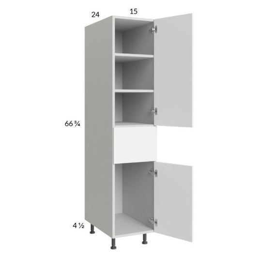 RTA Euro Gloss White 15" x 71" - 1/4" Utility Cabinet with 2 Doors and 1 Drawer