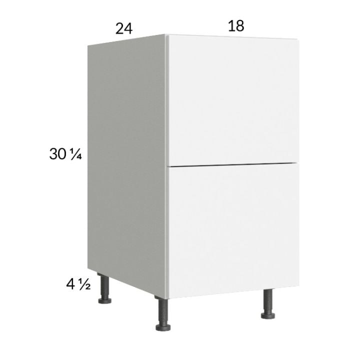 RTA Euro Gloss White 18" 2-Drawer Base Cabinet with 1 Inner Drawer