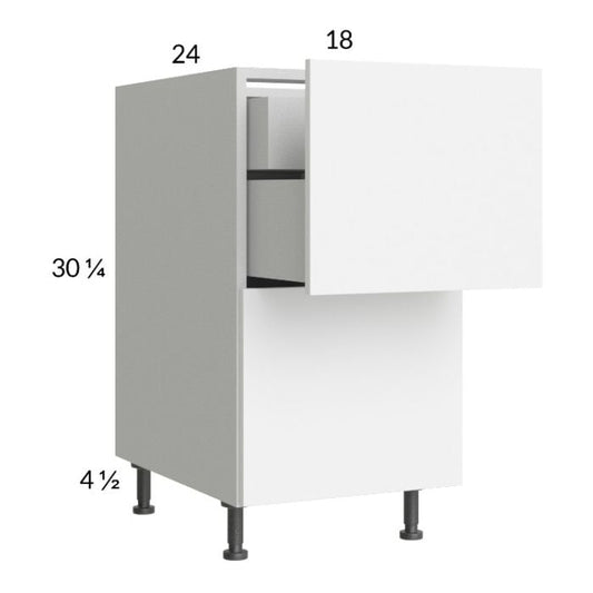 RTA Euro Gloss White 18" 2-Drawer Base Cabinet with 1 Inner Drawer and 1 Finished End Panel