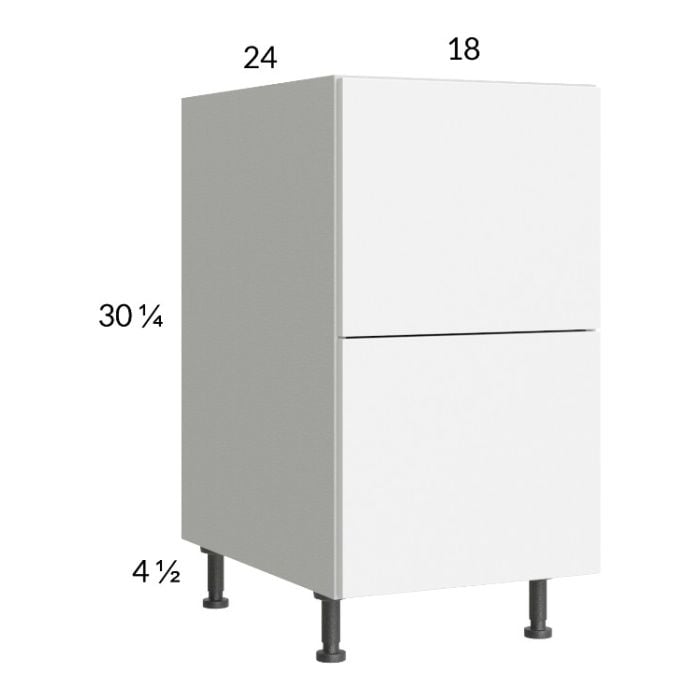 RTA Euro Gloss White 18" 2-Drawer Base Cabinet with 2 Finished Panels