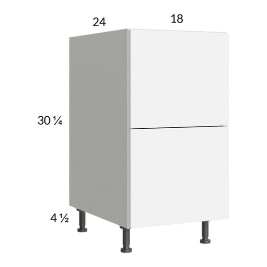 RTA Euro Gloss White 18" 2-Drawer Base Cabinet with 2 Finished Panels