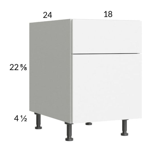 RTA Euro Gloss White 18" 2-Drawer Desk Base Cabinet and 1 Finished End Panel