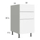 RTA Euro Gloss White 18" 3-Drawer Base Cabinet with 2 Finished End Panels