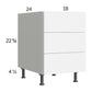 RTA Euro Gloss White 18" 3-Drawer Desk Base Cabinet