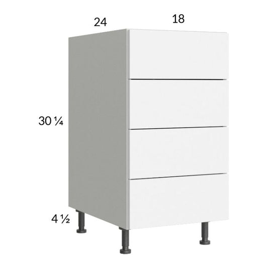 RTA Euro Gloss White 18" 4-Drawer Base Cabinet