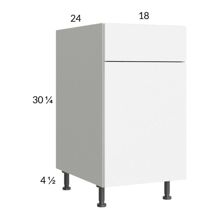 RTA Euro Gloss White 18" Base Cabinet with 1 Finished End Panel