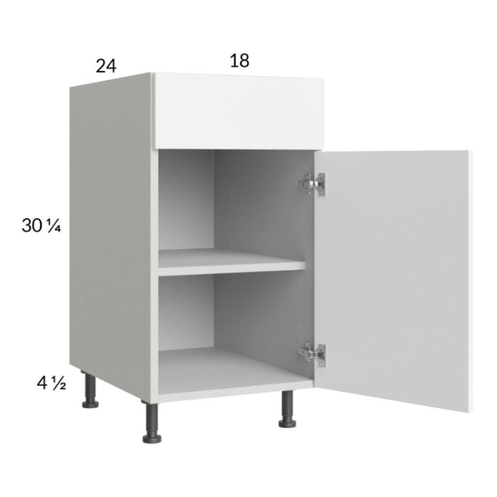 RTA Euro Gloss White 18" Base Cabinet with 1 Finished End Panel