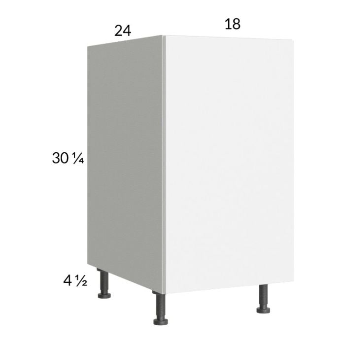RTA Euro Gloss White 18" Full Height Door Base Cabinet with 1 Finished End Panel