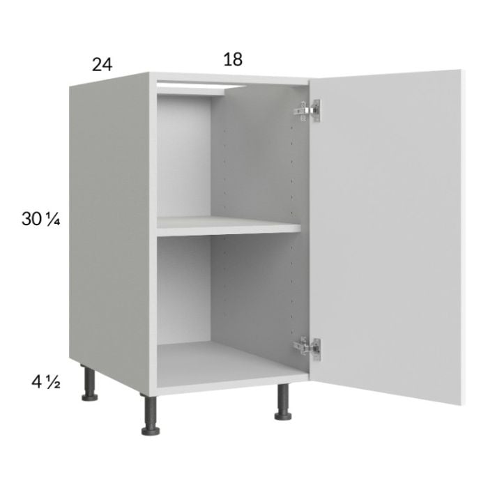RTA Euro Gloss White 18" Full Height Door Base Cabinet with 2 Finished End Panels