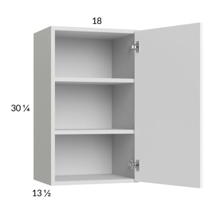 RTA Euro Gloss White 18" x 30-1/4" Wall Cabinet with 1 Finished End Panel
