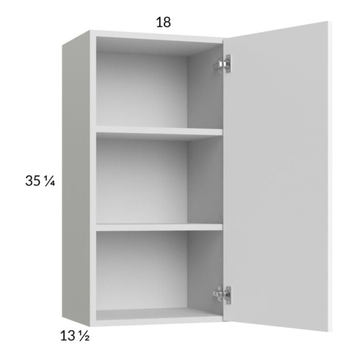 RTA Euro Gloss White 18" x 35-1/4" Wall Cabinet with 1 Finished End Panel