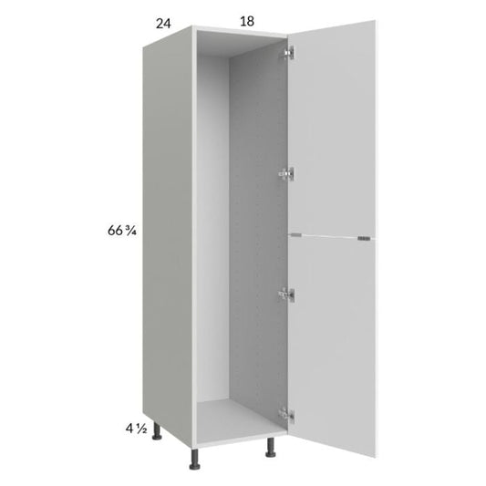 RTA Euro Gloss White 18" x 71" - 1/4" Open Utility Cabinet with 1 Door and 1 Finished End Panel and 2 Set of Shelves