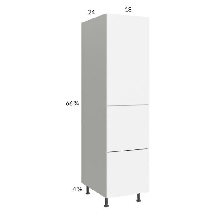 RTA Euro Gloss White 18" x 71" - 1/4" Utility Cabinet with 1 Door, 2 Drawers and 1 Inner Drawer