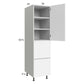 RTA Euro Gloss White 18" x 71" - 1/4" Utility Cabinet with 1 Door and 2 Drawers and 1 Finished End Panel