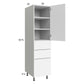 RTA Euro Gloss White 18" x 71" - 1/4" Utility Cabinet with 1 Door and 3 Drawers and2 Finished End Panels