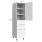 RTA Euro Gloss White 18" x 71" - 1/4" Utility Cabinet with 1 Door and 4 Drawers
