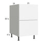 RTA Euro Gloss White 21" 2-Drawer Base Cabinet with 1 Inner Drawer and 1 Finished End Panel