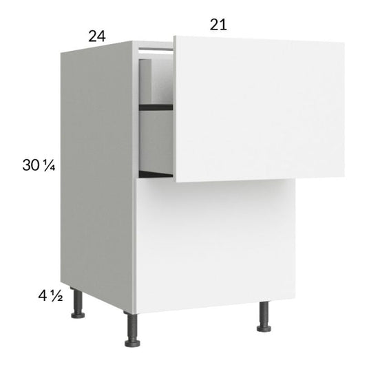 RTA Euro Gloss White 21" 2-Drawer Base Cabinet with 1 Inner Drawer and 2 Finished End Panels