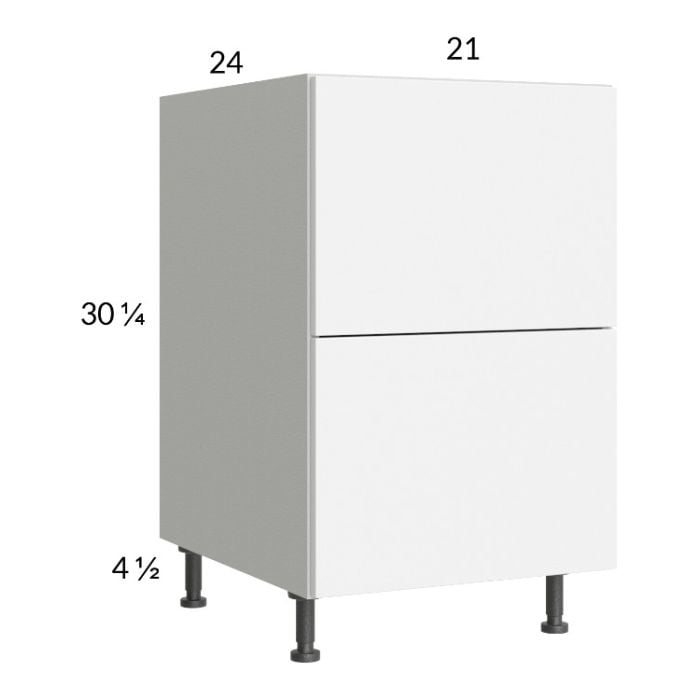 RTA Euro Gloss White 21" 2-Drawer Base Cabinet with 2 Finished End Panels