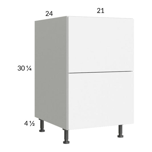 RTA Euro Gloss White 21" 2-Drawer Base Cabinet with 2 Finished End Panels