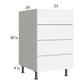 RTA Euro Gloss White 21" 4-Drawer Base Cabinet with 1 Finished End Panel