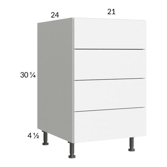RTA Euro Gloss White 21" 4-Drawer Base Cabinet