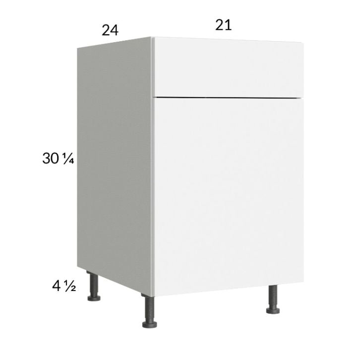 RTA Euro Gloss White 21" Base Cabinet with 2 Finished End Panels