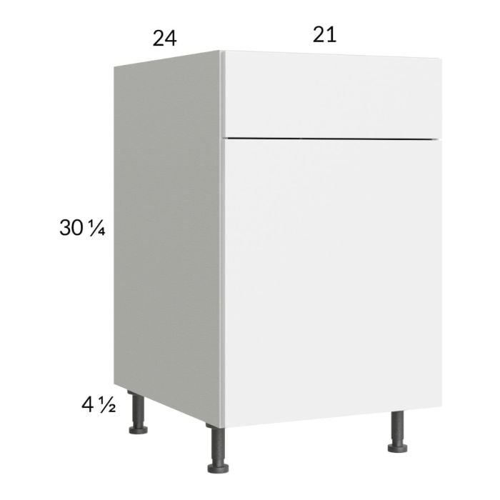 RTA Euro Gloss White 21" Base Cabinet with Double Trashcan Pullout