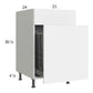 RTA Euro Gloss White 21" Base Cabinet with Double Trashcan Pullout