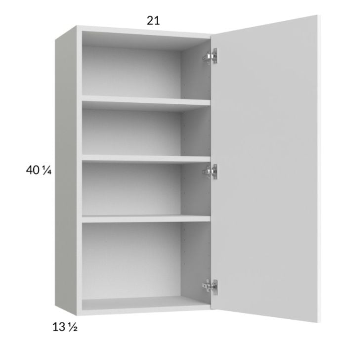 RTA Euro Gloss White 21" x 40-1/4" Wall Cabinet with 1 Finished End Panel