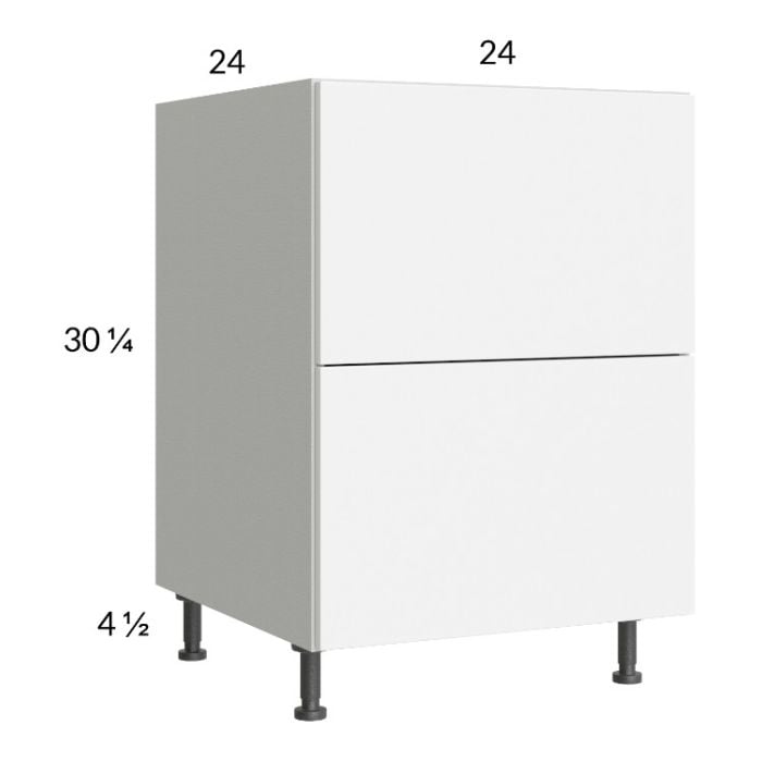 RTA Euro Gloss White 24" 2-Drawer Base Cabinet with 1 Finished End Panel