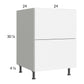 RTA Euro Gloss White 24" 2-Drawer Base Cabinet with 1 Inner Drawer